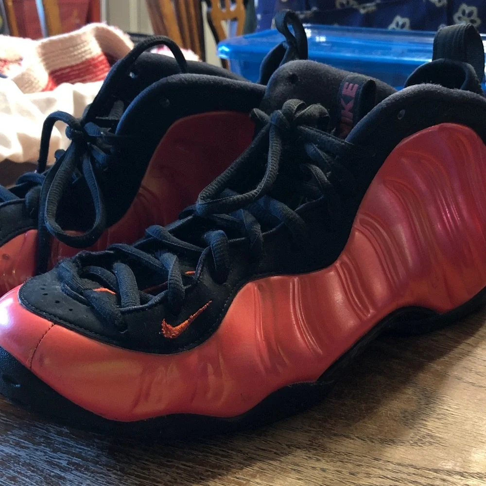 Nike Men’s Sports Red-Black Foamposite Low-Top Sneakers - Picture 1 of 15